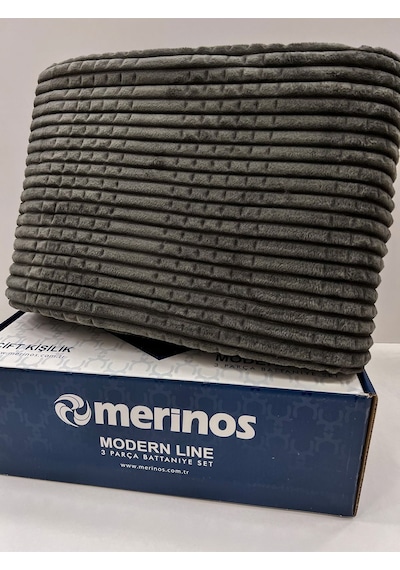 Merinos Gri Çift Kişilik Modernline Yatak Örtüsü Koyu Gri