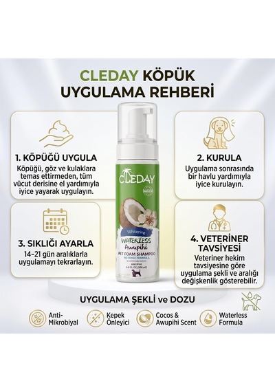 Kedi Ve Köpekler İçin Su Gerektirmeyen Köpük Şampuan 200 Ml