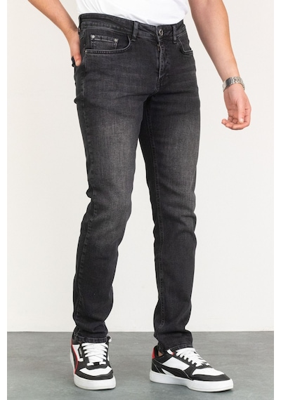 Erkek Taşlamalı Siyah Slim Fit Esnek Likralı Denim Jeans Kot Pan (524238360) Siyah