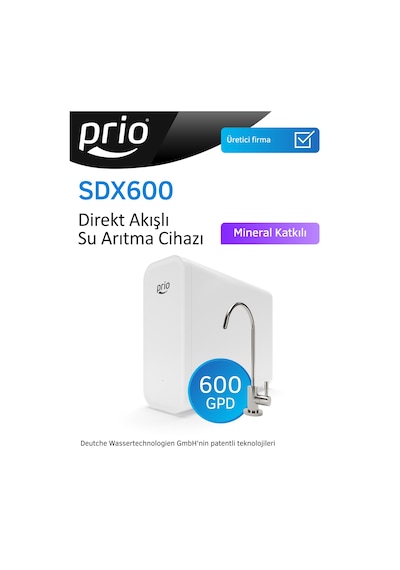 Prio Sdx600 Otomatik Yıkamalı Tanksız Ters Ozmoz Su Arıtma Cihazı
