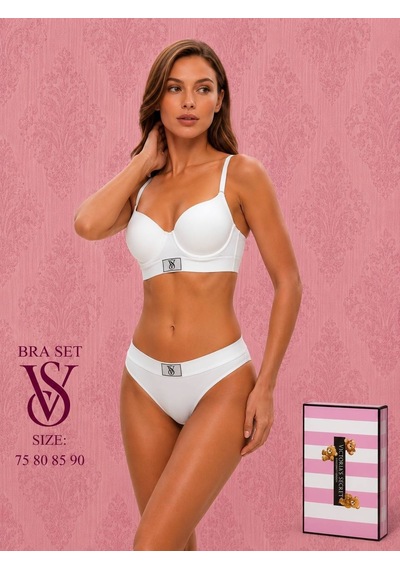 Victoria's Secret Victoria"s Secret Push Up Set Alt Üst Dolgulu Sütyen Ve Külot Takım 2"li Set Beyaz