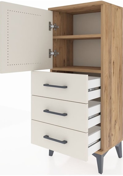 Arges Komodin 2 Raflı 3 Çekmeceli Tek Kapaklı 44x30x106 Çam-a... Çam