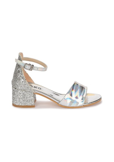 Kiko Kids Kiko 768 Ayna Çam Günlük Kız Çocuk 3 Cm Topuk Sandalet Ayakkabı G Gümüş-26 Gümüş