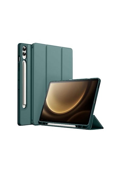 Samsung Galaxy Uyumlu Tab S9 Fe Plus X610 12.4 İnç Kılıf Premium Silikon Kalem Bölmeli Smart Case Kapaklı Kılıf