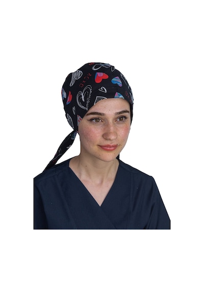 Siyah Love Desenli Tesettür Cerrahi Bone​​​​​​​ -Tesettür Doktor