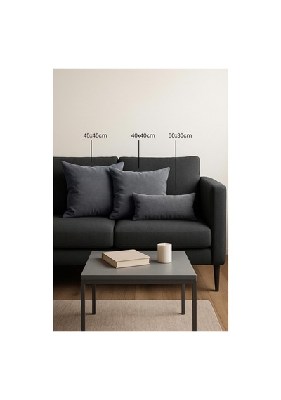 Gauze Fabric Design Kadife Serisi Kırlent, Yastık Kılıfı Gri, 45