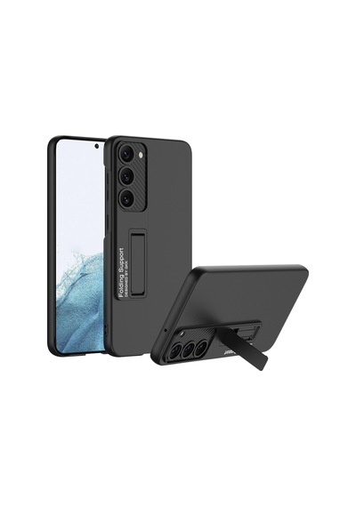 Samsung Galaxy S23 Plus Uyumlu Standlı Mat Full Koruyucu Kapak Matte Full Protective Cover Gümüş