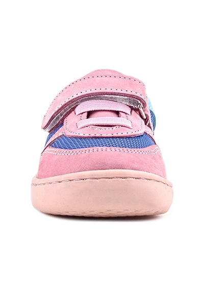 Rakerplus Bob Hakiki Deri Mavi Pembe Barefoot Cırtlı Lastikli Bebek Sneaker Ayakkabı Pembe