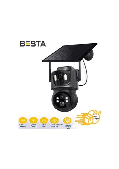 3 Mp + 3mp Cift Kameralı Wifi Solar Kablosuz Güvenlik Kamerası Bs-2091
