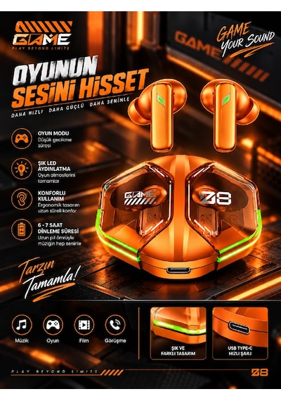 Sprange GM-11 Bluetooth 6.0 Dijital Ekranlı Kulak İçi Oyuncu Kulaklık