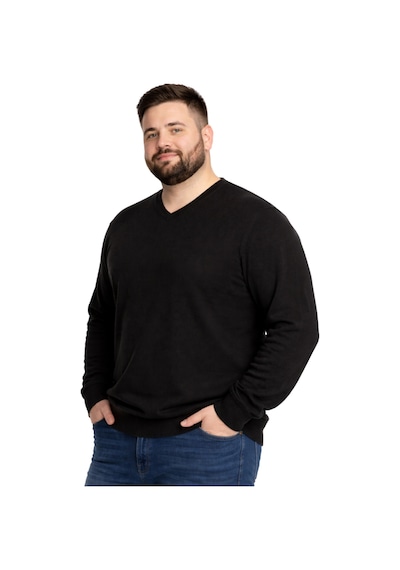 Battalmoda Erkek Büyük Beden Siyah V Yaka Triko Kazak 3xl-4xl-5xl-6xl