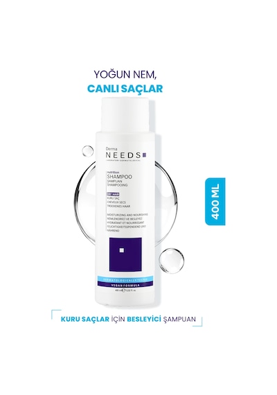 Derma Needs Yıpranmış Ve Kuru Saçlar İçin Şampuan 400 ML Besleyici Biotinli, B5 Vitaminli, Protein Sülfatsız