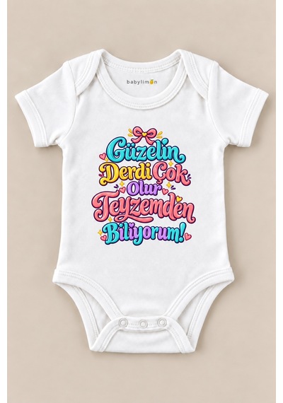 Babylimon Güzelin Derdi Çok Olur Teyzemden Biliyorum Beyaz Kısa Kollu Çıtçıtlı Bebek Zıbını Beyaz - 930084008 Beyaz Babylimon Güzelin Derdi Çok Olur Teyzemden Biliyorum Beyaz Kısa Kollu Çıtçıtlı Bebek Zıbını Beyaz - 930084008 Beyaz