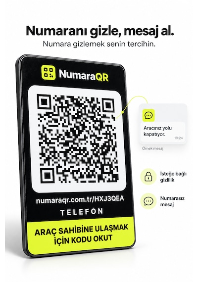 Numaraqr Qr Kodlu Araç Numaratörü Sticker Cam Içi Park Numarası
