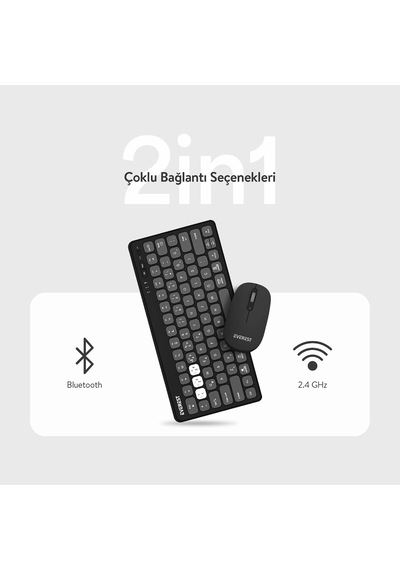 Lumı Km-bt903 3in1 3 Bt + 2.4 1600dpi Ultra İnce Q 4 Cihaz Bağlantılı Scissors Kablosuz Klavye + Mouse Set Gri Diğer