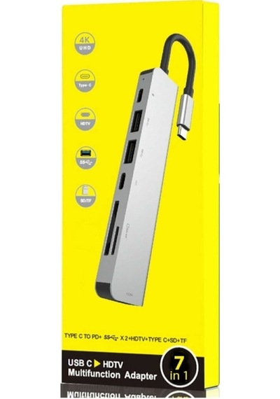 7 In 1 Sd Usb Type-C Hub Hdmı Girişli Apple Uyumlu MacBook Çevirici Çoklayıcı (451484926)