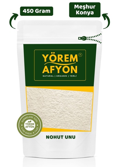 Yörem Afyon Meşhur Konya Yöresinden Taş Değirmende Öğütülmüş Glütensiz Çiğ Nohut Unu Cicer Arietinum 450gr.