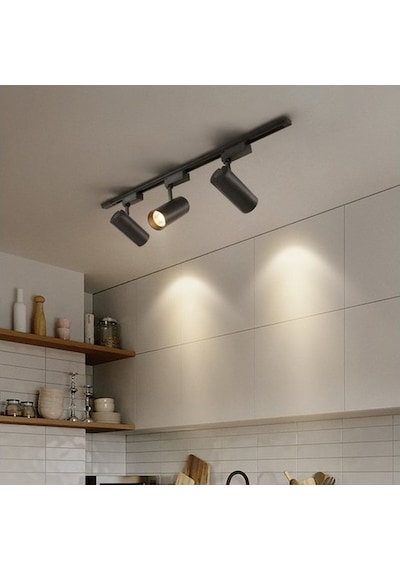 Alüminyum Gövde 30 Watt 4000 Kelvin Ilık Beyaz Ledli Çok Kaliteli Ray Spot , Led Armatür Ray Hariç Siyah