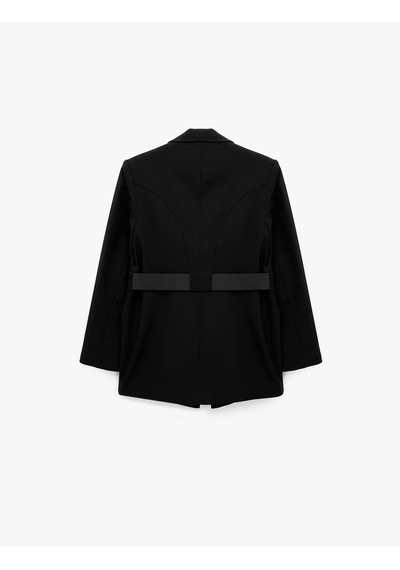 Koton Kemer Detaylı Geniş Yaka Uzun Kollu Blazer Ceket Siyah 7wak50048uw