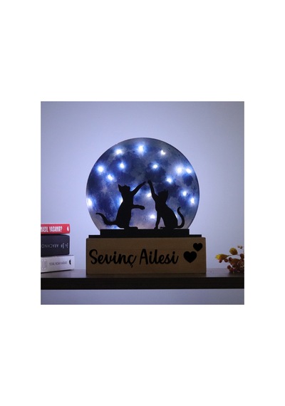 Led Işıklı Pleksi Dolunay Kişiselleştirilebilir Dekoratif Biblo Harvey Kediler Anahtar Askılığı Mavi - 737322722 Mavi
