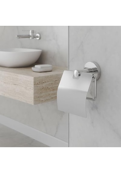 Gümüş Krom Kapaklı Wc Kağıt Aparatı Vidalı Paslanmaz Metal Duvar Tuvalet Kağıtlık Banyo Aksesuarı Diğer