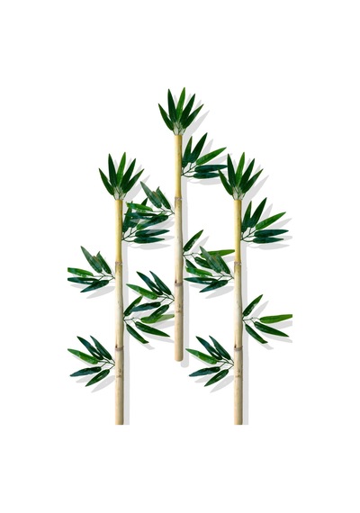 Cihan Çiçekçilik Yapay Yapraklı Dekoratif Bambu Çubuğu 80 Cm 3 Adet Islak Doku Çok Renkli