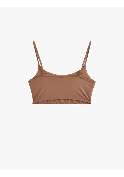 Koton Skinny Dikişsiz İnce Askılı Yarım Atlet Açık Kahverengi 5slk10167mk Açık Kahve