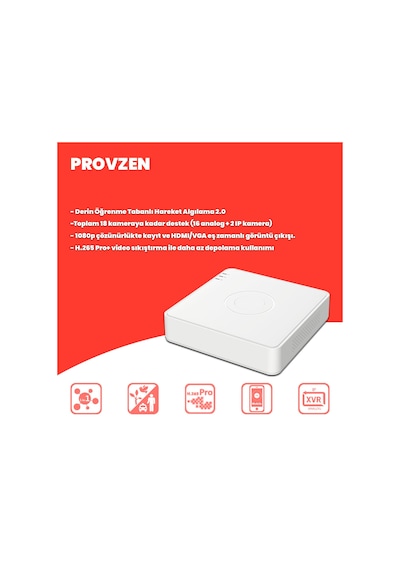 Provzen Unv Full Hd 10 Kamera Renkli Gece Görüş Mikrofonlu Olay Anında Bildirim