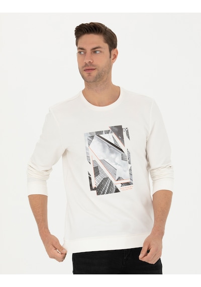 Pierre Cardin Erkek Ekru Sweatshirt 50273418-vr019 Ekru