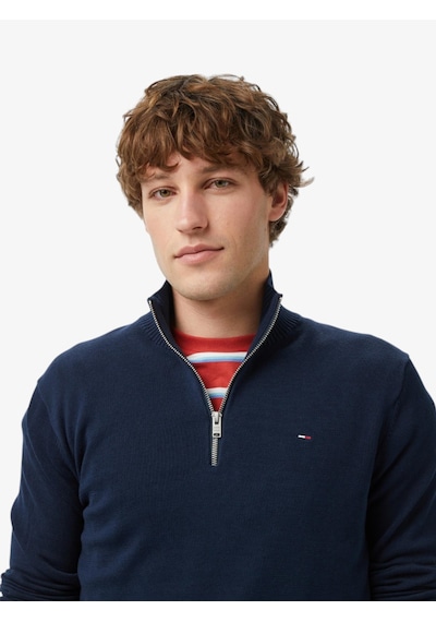 Tommy Hilfiger Tjm Slm Ess Lıght Zıp Swtr Ext Erkek Mavi Kazak - Dm0dm21654