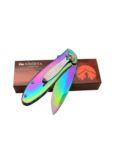 Sibirya Ayı Desenli Rainbow Kamp Çakı Çok Renkli