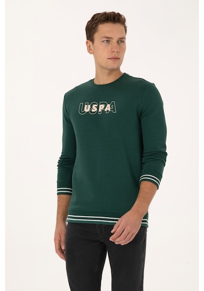 U.S. Polo Assn. Erkek Regular Fit Bisiklet Yaka Koyu Yeşil Sweatshirt 50316372-VR079