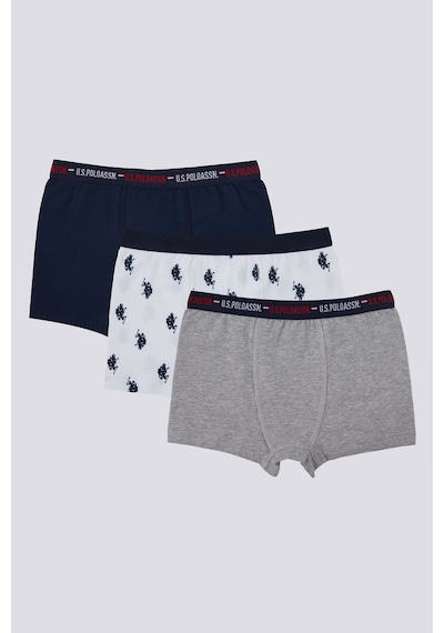U.S. Polo Assn. U.S. Polo Assn Emblem Detail Lacivert Erkek Çocuk 3'lü Boxer Lacivert