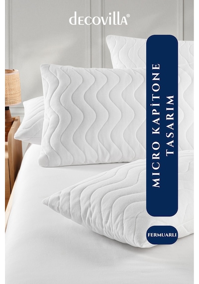 Micro Kapitone Yastık Alezi Sıvı Geçirmez 4 Lü Set Yastık Koruyucu 50x70 Beyaz
