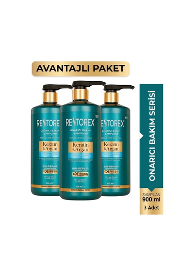 Keratin&argan Onarıcı Bakım Şampuanı 900 Ml 3 Adet