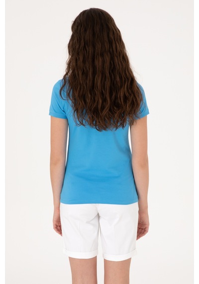 U.S. Polo Assn. Kadın Turkuaz Basic Tişört 50300896-VR093