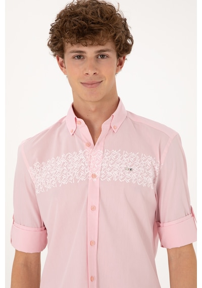 U.s. Polo Assn. Erkek Açık Pembe Gömlek Desenli 50306362-vr078 Acık Pembe