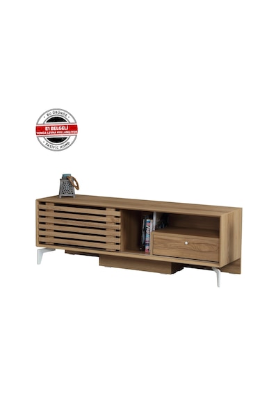 Lulu Metal Ayaklı Tv Ünitesi 150Cm / Sürgülü Kapaklı Tv Sehpası