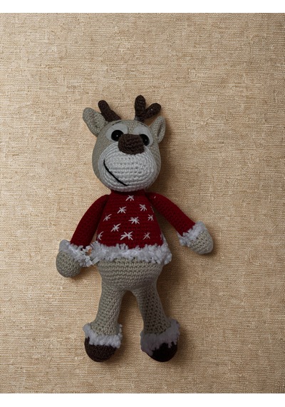 Rüwüzel Amigurumi Geyik & Gül Kokulu Mum Yılbaşı Hediye Seti Beyaz - Kırmızı