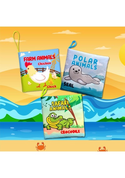 3 Kitap Tox İngilizce Çiftlik Hayvanları , Kutup Ve Safari Hayvanları Kumaş Sessiz Kitap E119 E125 E130 - Bez Kitap , Eğitici Oyuncak , Yumuşak Ve Hışırtılı