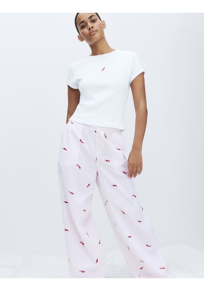 Marks & Spencer Desenli Pijama Üstü T37003735T Kırmızı