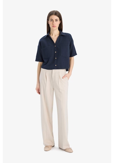 DeFacto Boxy Fit Basic Düz Kısa Kollu Gömlek V2523AZ25SPNV253