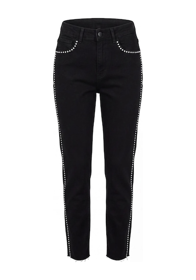 CEMO Kadın Yüksek Bel Taş İşlemeli Skinny Jean Pantolon Siyah