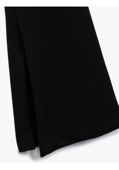 Koton Slim Fit Yırtmaç Detaylı İspanyol Paça Pantolon Siyah 6wak40026ek Siyah