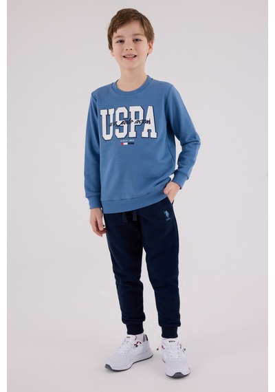 U.S. Polo Assn. Lisanslı Erkek Çocuk Alt Üst 2 Parça Eşofman Takımı Us2205 Mavi