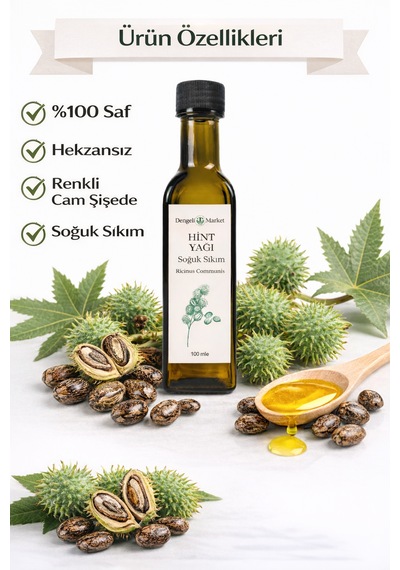 Saç İçin Hint Yağı Sargı Bezi +100 Ml Hint Yağı Hexansız