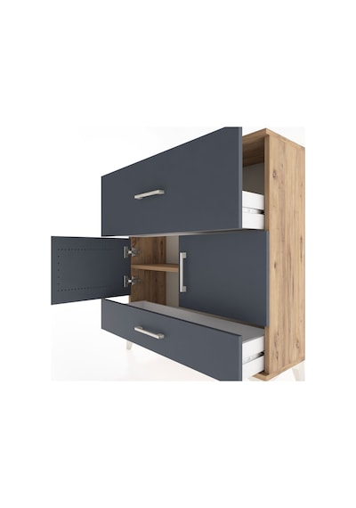 Arges Şifonyer 2 Raflı 2 Çekmeceli 2 Kapaklı 88x30x96 Çam-ant... Çam