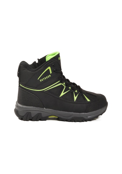 Ayakmod Siyah Yeşil Polarlı Kaymaz Unisex Çocuk Outdoor Bot 2301 F Siyah - Yeşil