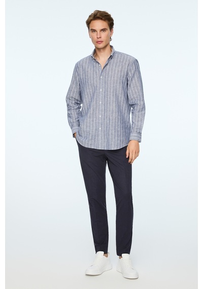Morven Erkek Lacivert Keten Trend Çizgili Regular Fit Düğmeli Yaka Gömlek 26ys004008200 Lacivert Morven Erkek Lacivert Keten Trend Çizgili Regular Fit Düğmeli Yaka Gömlek 26ys004008200 Lacivert