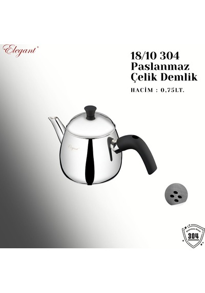 Damla Mini Boy Bakalit Kulplu Çaydanlık Takımı - Siyah Siyah